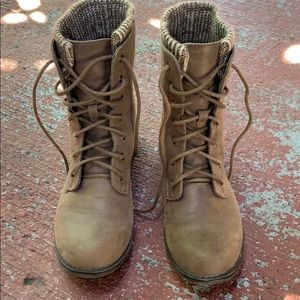 Brown combat boots